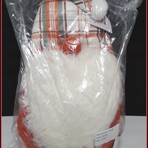 NEW RARE Novagratz Large Orange Halloween Gnome Shaped Pillow 13" x 22" - Picture 3 of 4